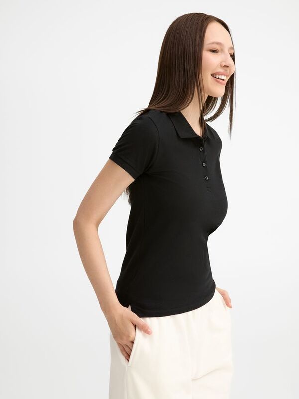 Рубашка поло женская People 210, черная арт.1895.30
