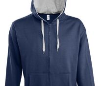 Толстовка мужская на молнии Soul Men 290 с контрастным капюшоном, темно-синяя арт.5234.40