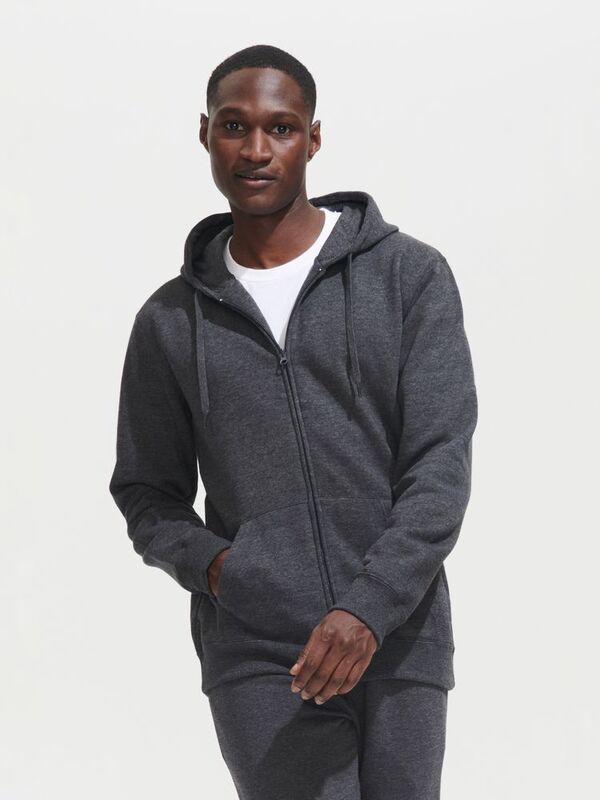 Толстовка мужская на молнии с капюшоном Seven Men, серый меланж арт.5573.10