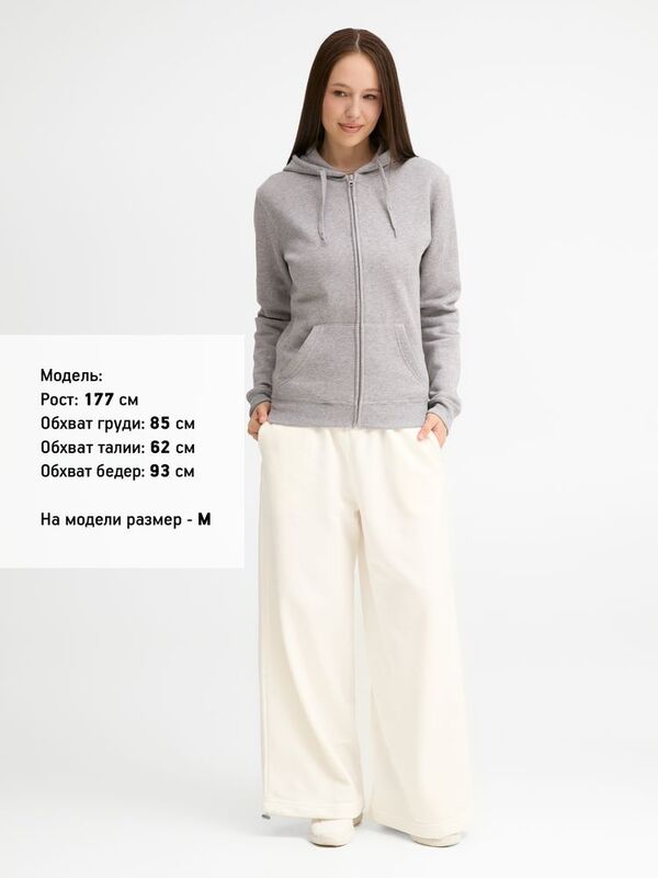 Толстовка женская на молнии с капюшоном Seven Women, серый меланж арт.5574.10