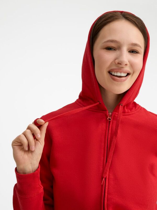 Толстовка женская на молнии с капюшоном Seven Women, красная арт.5574.50