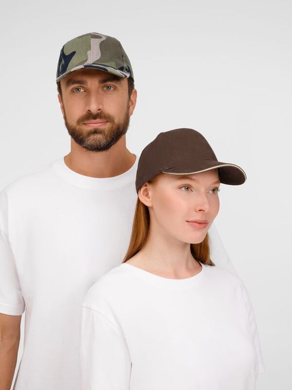 Бейсболка Buffalo, коричневая с бежевым арт.6404.51