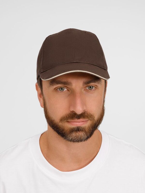 Бейсболка Buffalo, коричневая с бежевым арт.6404.51