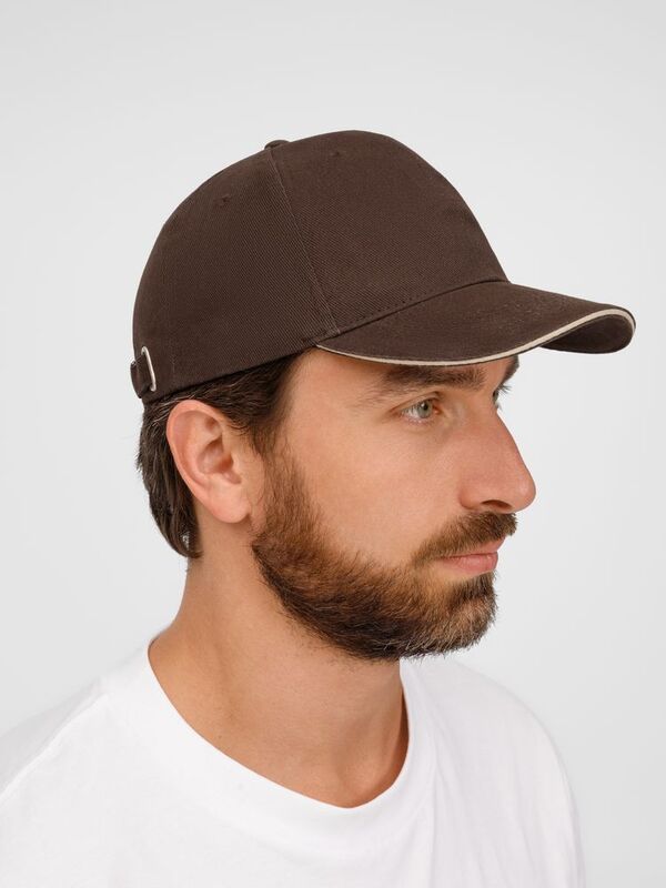 Бейсболка Buffalo, коричневая с бежевым арт.6404.51