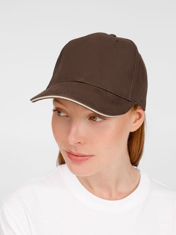 Бейсболка Buffalo, коричневая с бежевым арт.6404.51