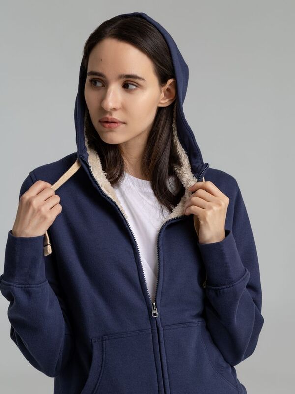 Толстовка унисекс на молнии Sherpa 280, темно-синяя арт.5974.40