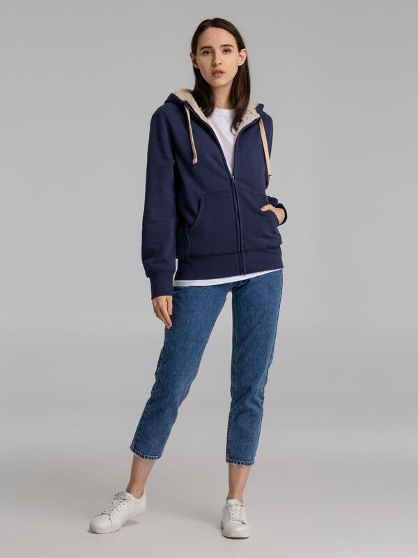 Толстовка унисекс на молнии Sherpa 280, темно-синяя арт.5974.40