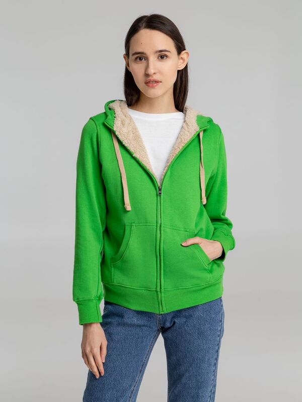Толстовка унисекс на молнии Sherpa 280, ярко-зеленая арт.5974.90