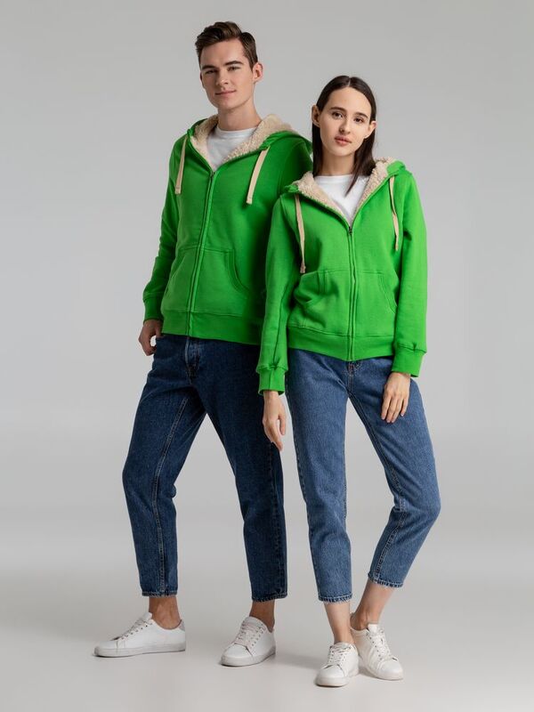 Толстовка унисекс на молнии Sherpa 280, ярко-зеленая арт.5974.90