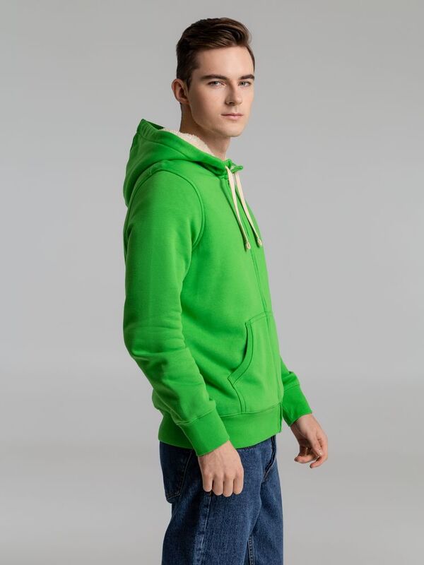 Толстовка унисекс на молнии Sherpa 280, ярко-зеленая арт.5974.90