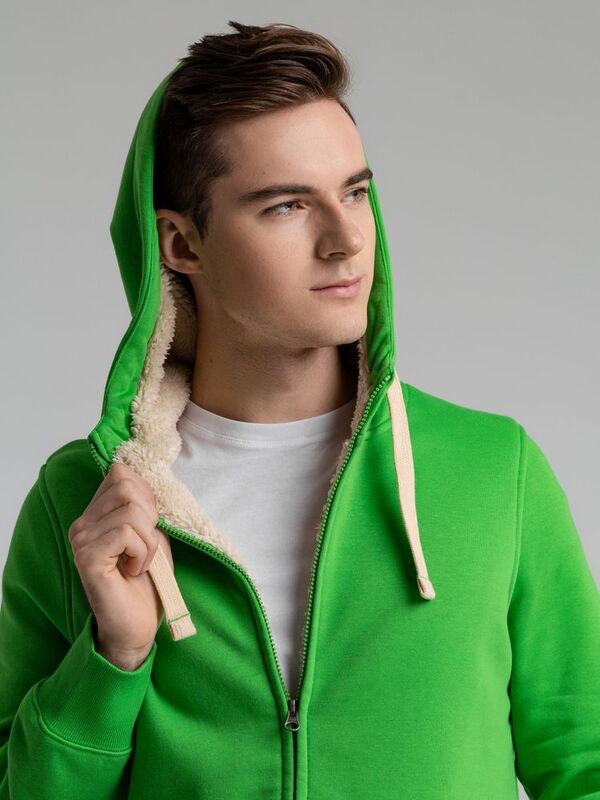 Толстовка унисекс на молнии Sherpa 280, ярко-зеленая арт.5974.90