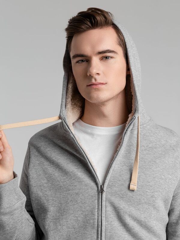 Толстовка унисекс на молнии Sherpa 280, серый меланж арт.5974.10