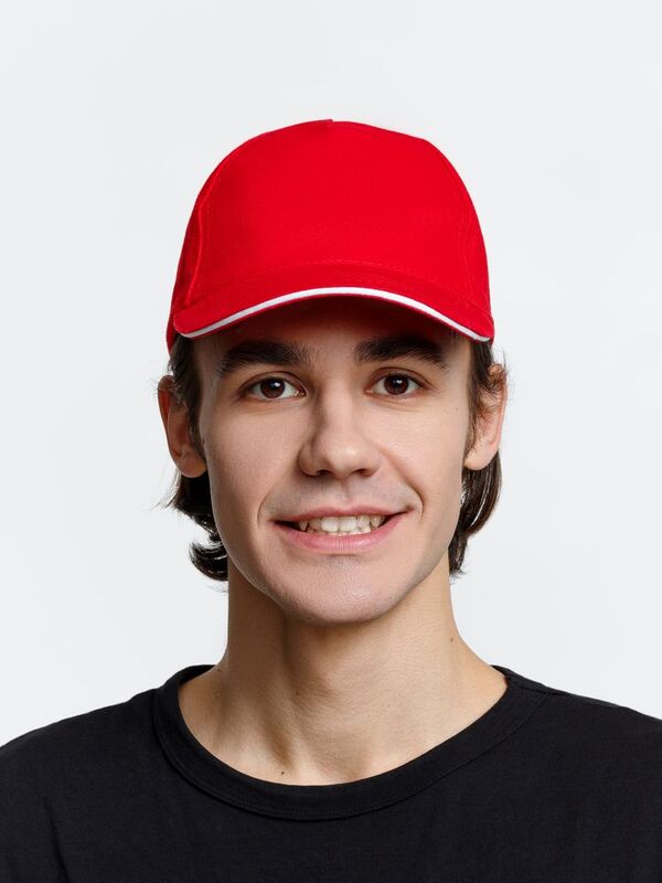 Бейсболка Long Beach, красная с белым арт.6538.56