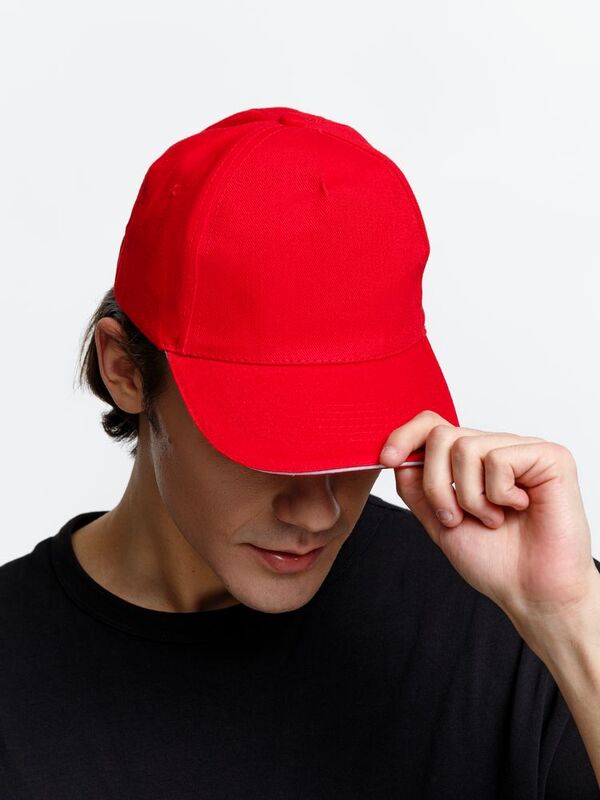 Бейсболка Long Beach, красная с белым арт.6538.56