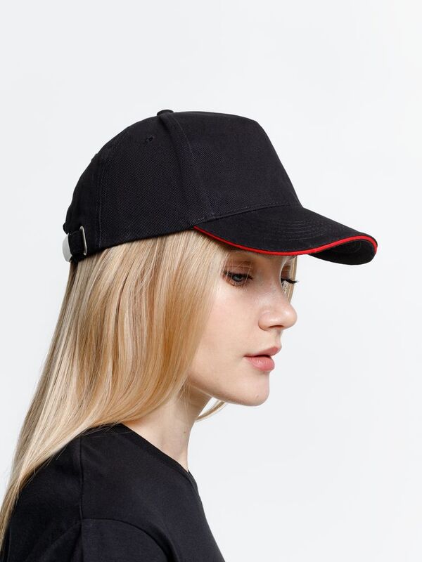 Бейсболка Long Beach, черная с красным арт.6538.35