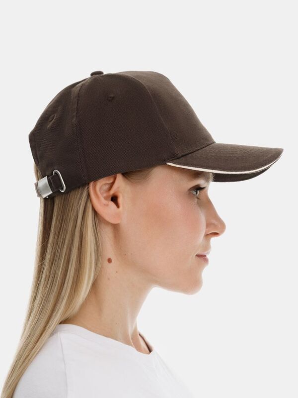 Бейсболка Long Beach, коричневая с бежевым арт.6538.51