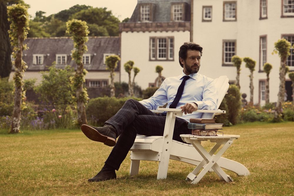 Рубашка мужская в полоску Reno, темно-синяя арт.6561.40