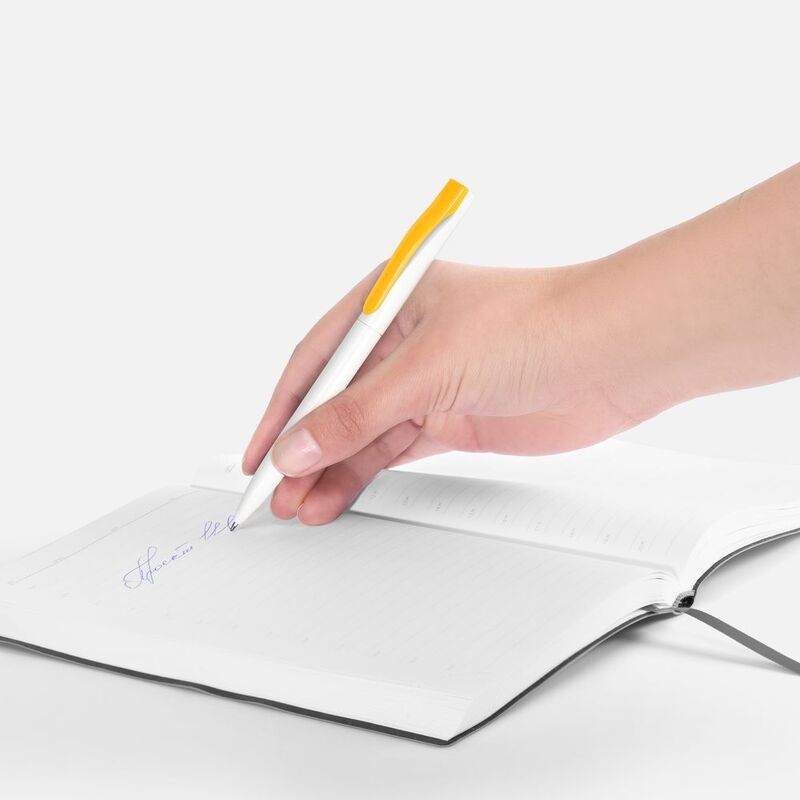 Ручка шариковая Pin, белая с желтым арт.5522.68