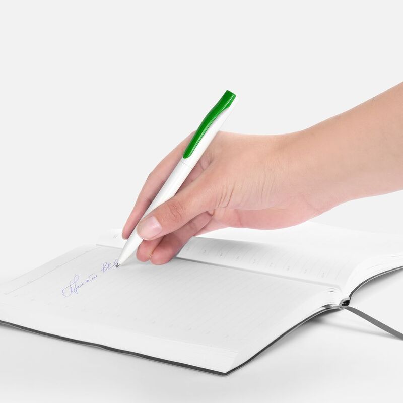 Ручка шариковая Pin, белая с зеленым арт.5522.69