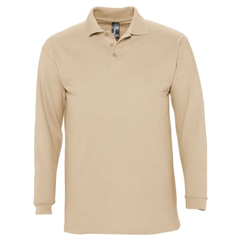 Рубашка поло мужская с длинным рукавом Winter II 210 бежевая арт.11353115