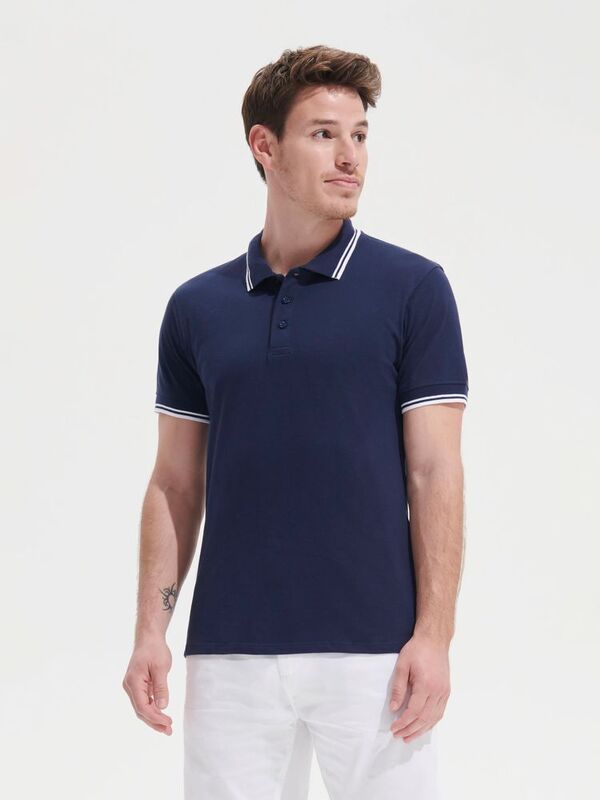 Рубашка поло мужская Pasadena Men 200 с контрастной отделкой, красная с белым арт.5851.58