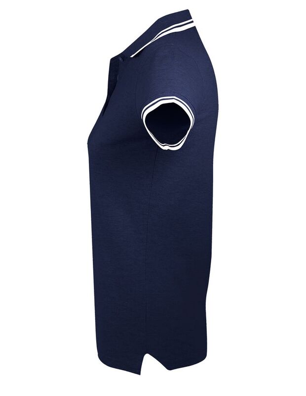 Рубашка поло женская Pasadena Women 200 с контрастной отделкой, темно-синяя с белым арт.5852.47