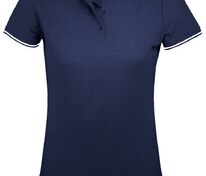 Рубашка поло женская Pasadena Women 200 с контрастной отделкой, темно-синяя с белым арт.5852.47