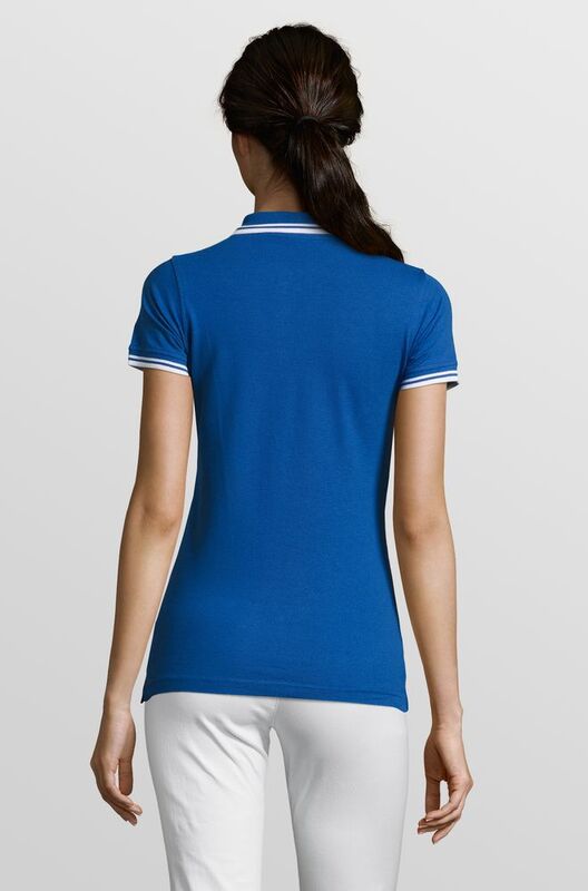 Рубашка поло женская Pasadena Women 200 с контрастной отделкой, ярко-синяя с белым арт.5852.46