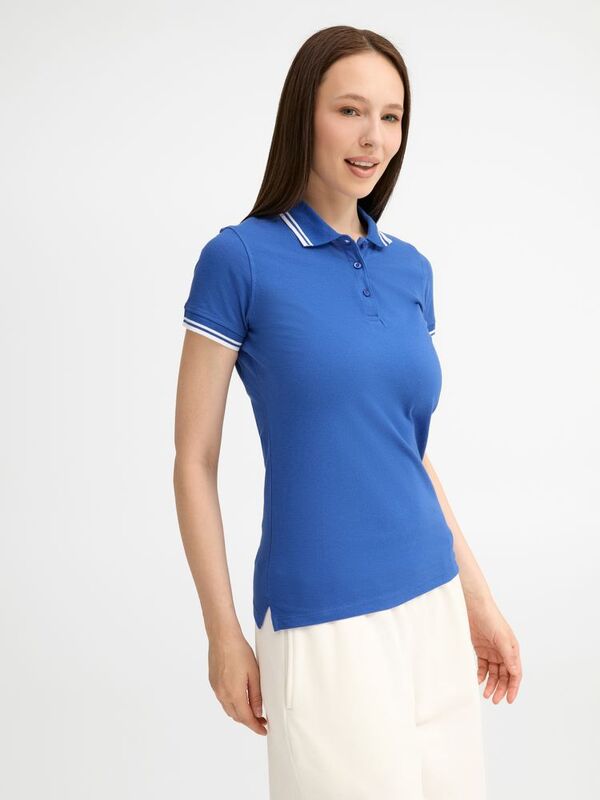 Рубашка поло женская Pasadena Women 200 с контрастной отделкой, ярко-синяя с белым арт.5852.46