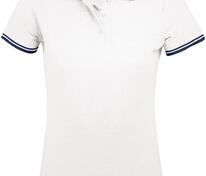 Рубашка поло женская Pasadena Women 200 с контрастной отделкой, белая с синим арт.5852.64