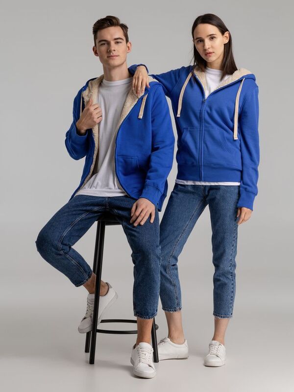 Толстовка унисекс на молнии Sherpa 280, ярко-синяя арт.5974.44