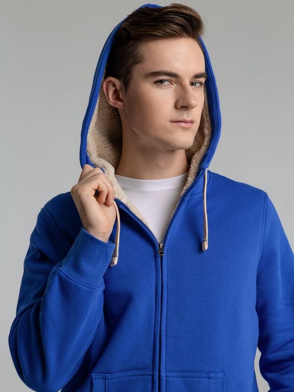 Толстовка унисекс на молнии Sherpa 280, ярко-синяя арт.5974.44