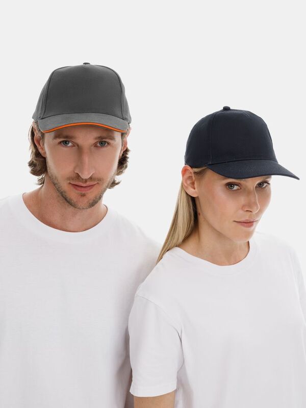 Бейсболка Long Beach, серая с оранжевым арт.6538.12