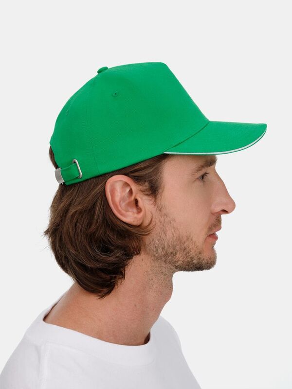 Бейсболка Long Beach, ярко-зеленая с белым арт.6538.92