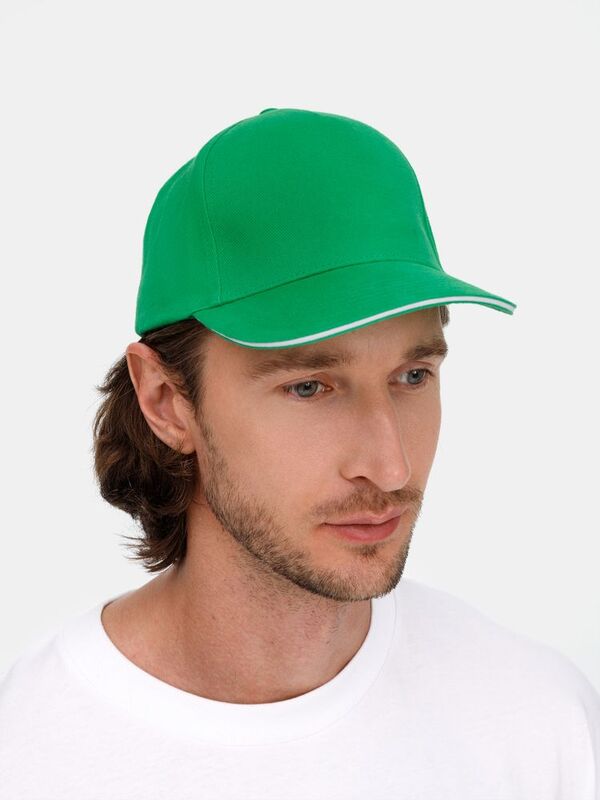 Бейсболка Long Beach, ярко-зеленая с белым арт.6538.92