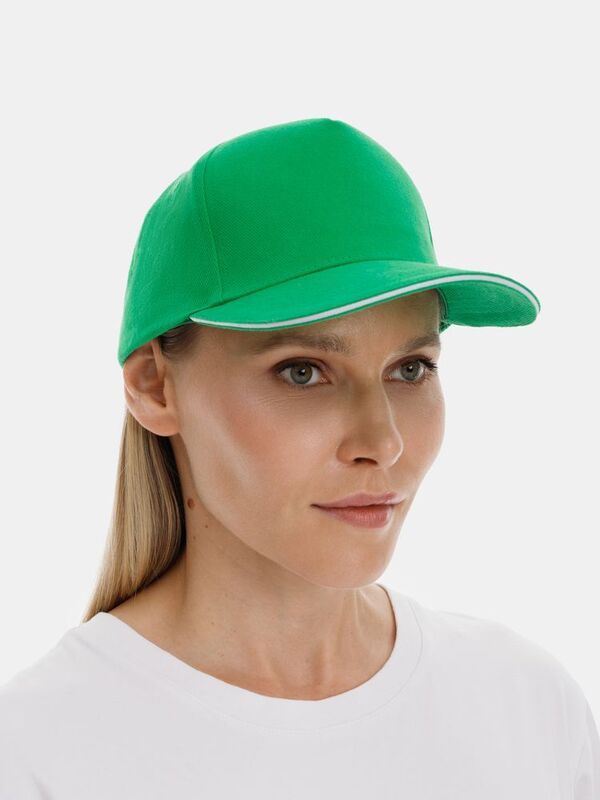 Бейсболка Long Beach, ярко-зеленая с белым арт.6538.92