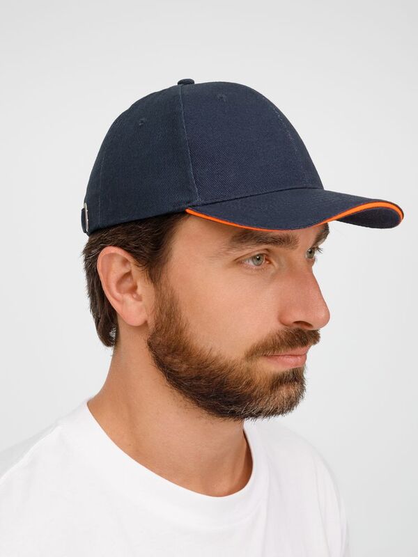 Бейсболка Buffalo, темно-синяя с неоново-оранжевым арт.6404.42
