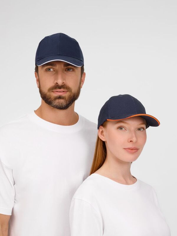 Бейсболка Buffalo, темно-синяя с неоново-оранжевым арт.6404.42