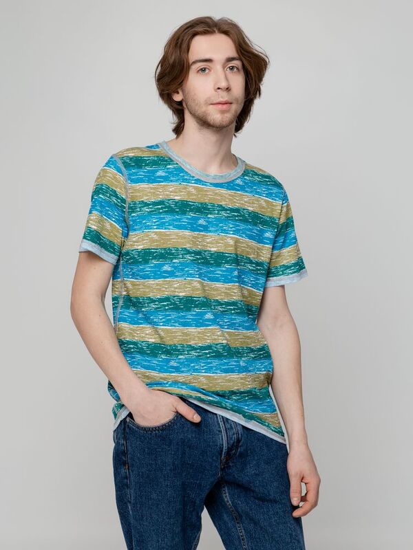 Футболка мужская Rayet двусторонняя, голубая с зеленым арт.3481.40