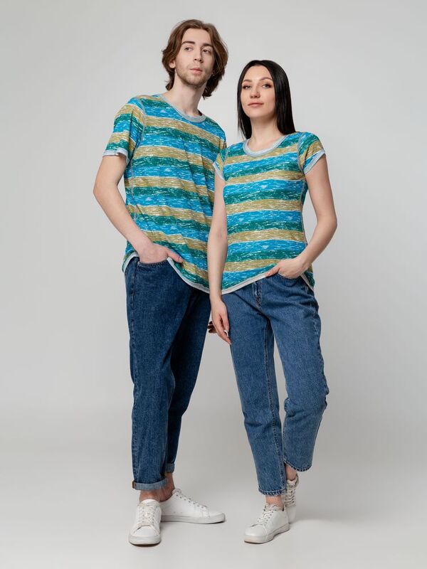 Футболка мужская Rayet двусторонняя, голубая с зеленым арт.3481.40