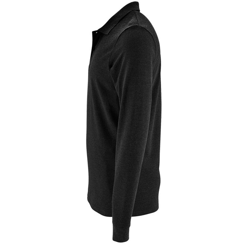 Рубашка поло мужская с длинным рукавом Perfect LSL Men, черный меланж арт.02087348