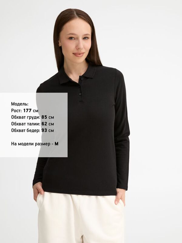 Рубашка поло женская с длинным рукавом Perfect LSL Women, черная арт.02083312