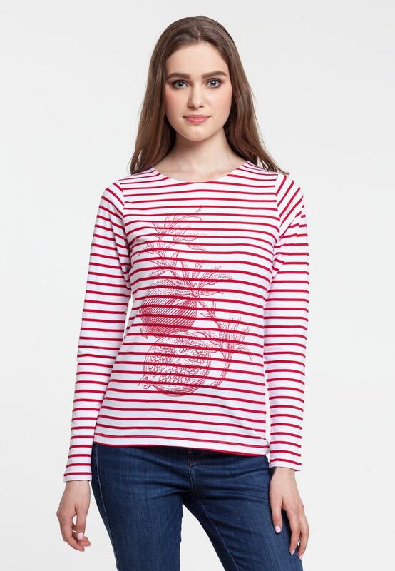 Футболка женская Grand Granat, белая с красным арт.7344.65