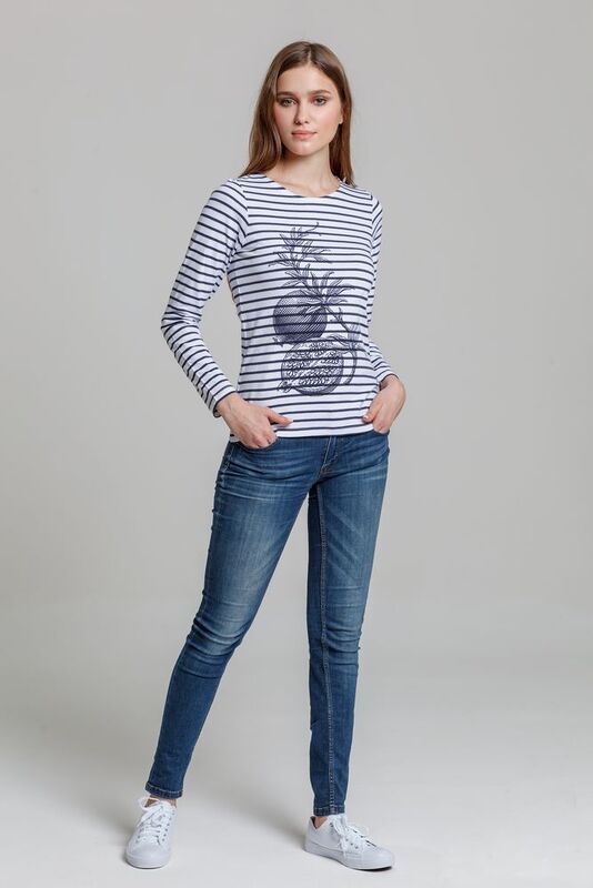 Футболка женская Grand Granat, белая с синим арт.7344.64