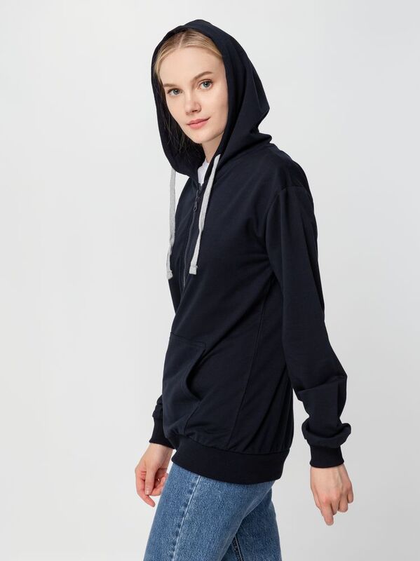 Толстовка на молнии с капюшоном Unit Siverga, темно-синяя арт.6895.40