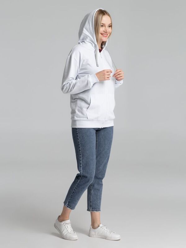 Толстовка на молнии с капюшоном Unit Siverga, белая арт.6895.60