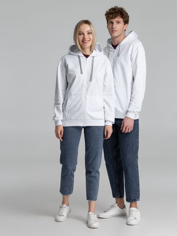 Толстовка на молнии с капюшоном Unit Siverga, белая арт.6895.60
