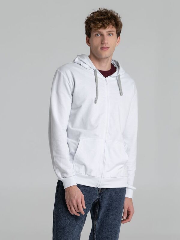 Толстовка на молнии с капюшоном Unit Siverga, белая арт.6895.60