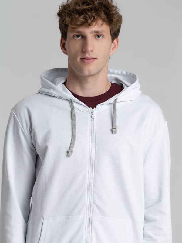 Толстовка на молнии с капюшоном Unit Siverga, белая арт.6895.60