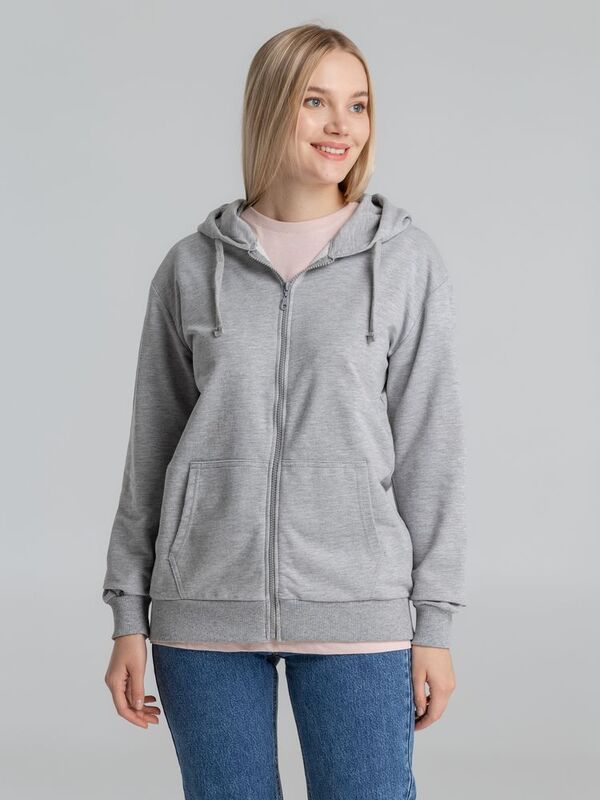 Толстовка на молнии с капюшоном Unit Siverga, серый меланж арт.6895.11